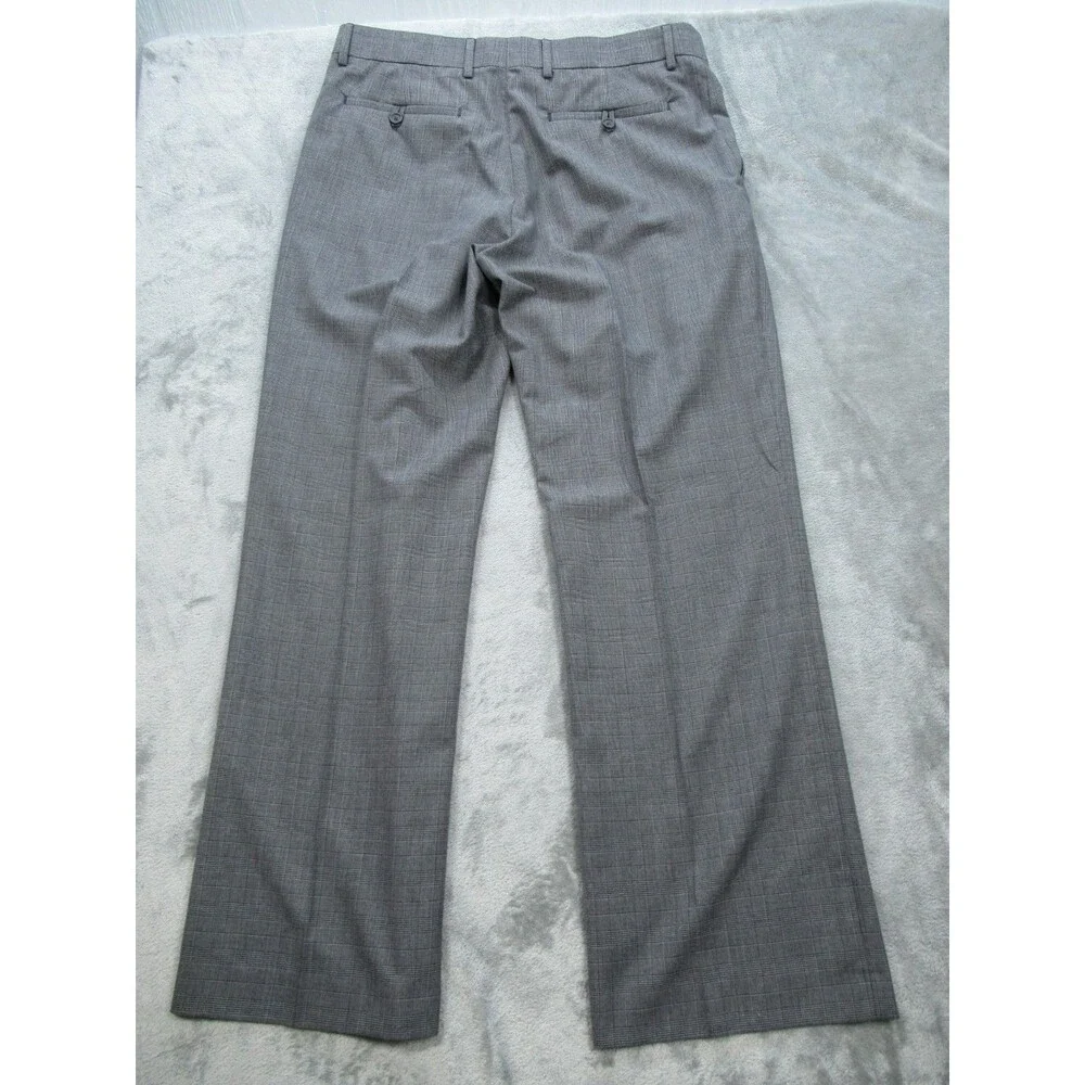 Banana Republic Dress Pants Men's 36x32 (Actual 34 x 31) Tailored Fit Plaid Gray